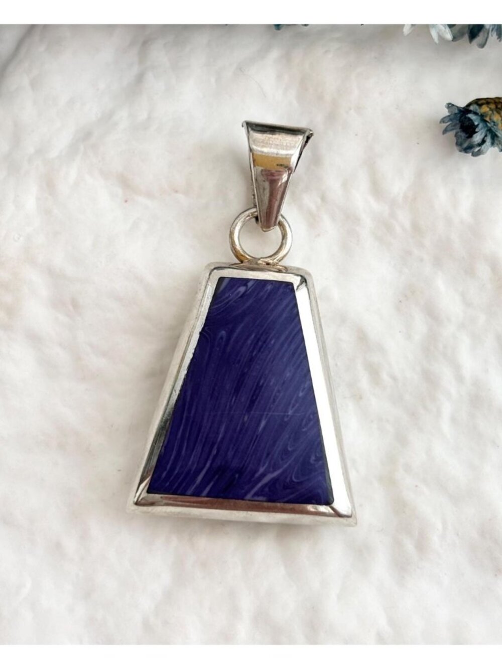 Lapis Lazuli & Black Onyx Double Sided Sterling Silver 925 Vintage Pendant